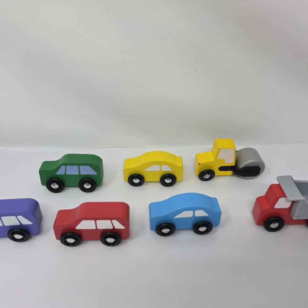 Melissa and Doug Wood Colorful Cars Work Trucks Lot of 7